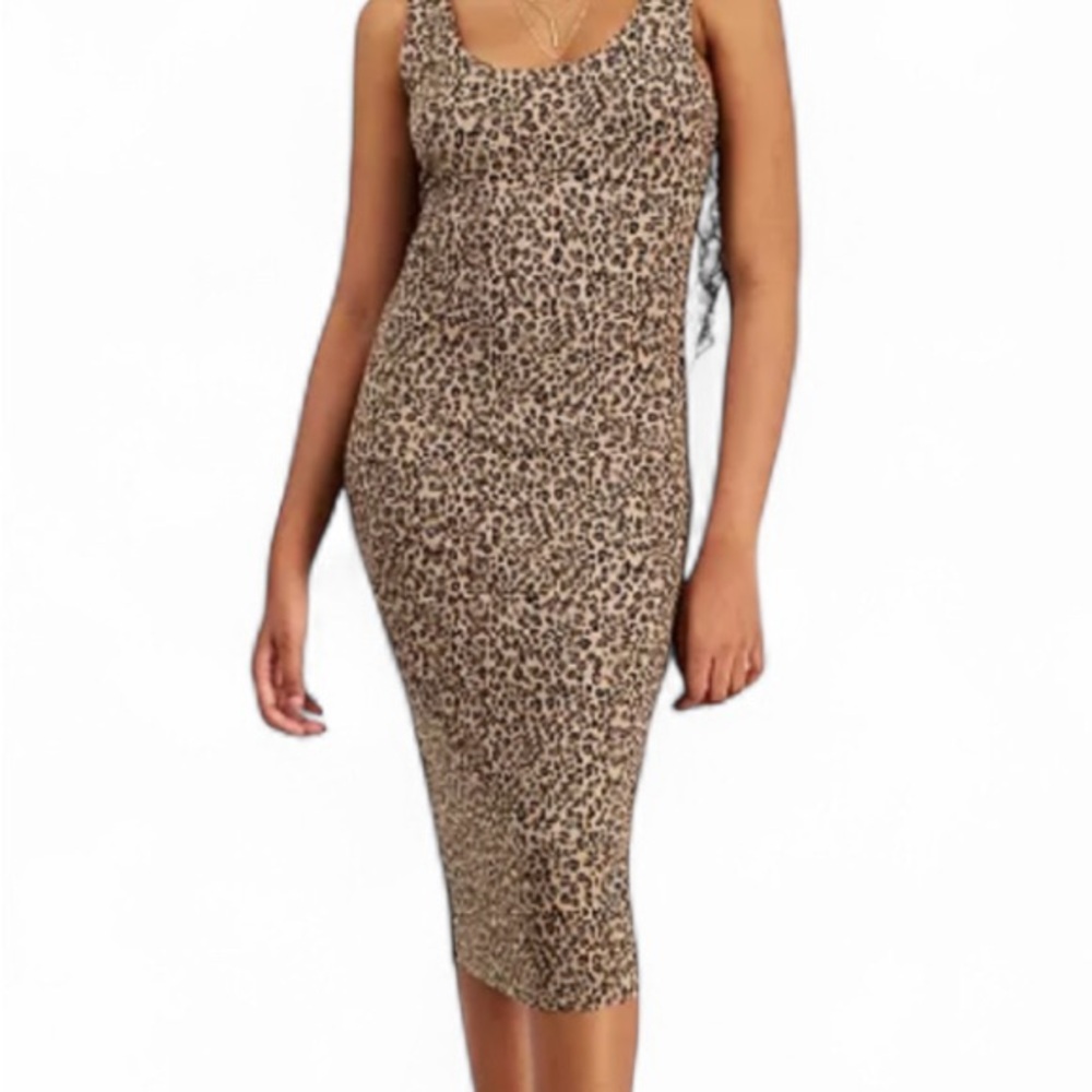 Bar III Leopard Print Bodycon Midi Dress